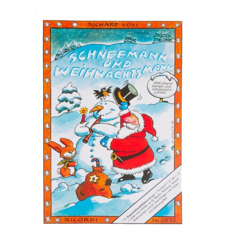 Notenheft Weihnachtslieder - Ricordi Schneemann und Weihnachtsmann für Blockflöte Notenheft Weihnachtslieder - Ricordi Schneemann und Weihnachtsmann für Blockflöte